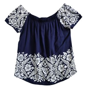 Allison Joy Evereve Floral Embroidered Off the Shoulder blouse top XS